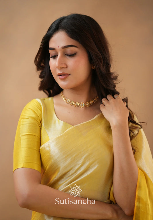 Regal Split Elegance Handloom Tissue Cotton Saree