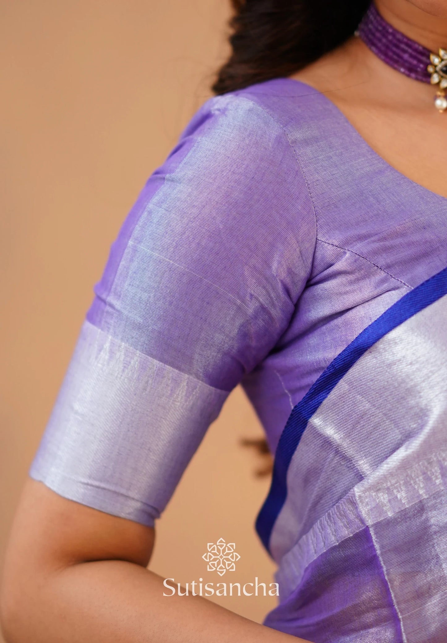 Lavender Handloom Cotton Tissue Saree