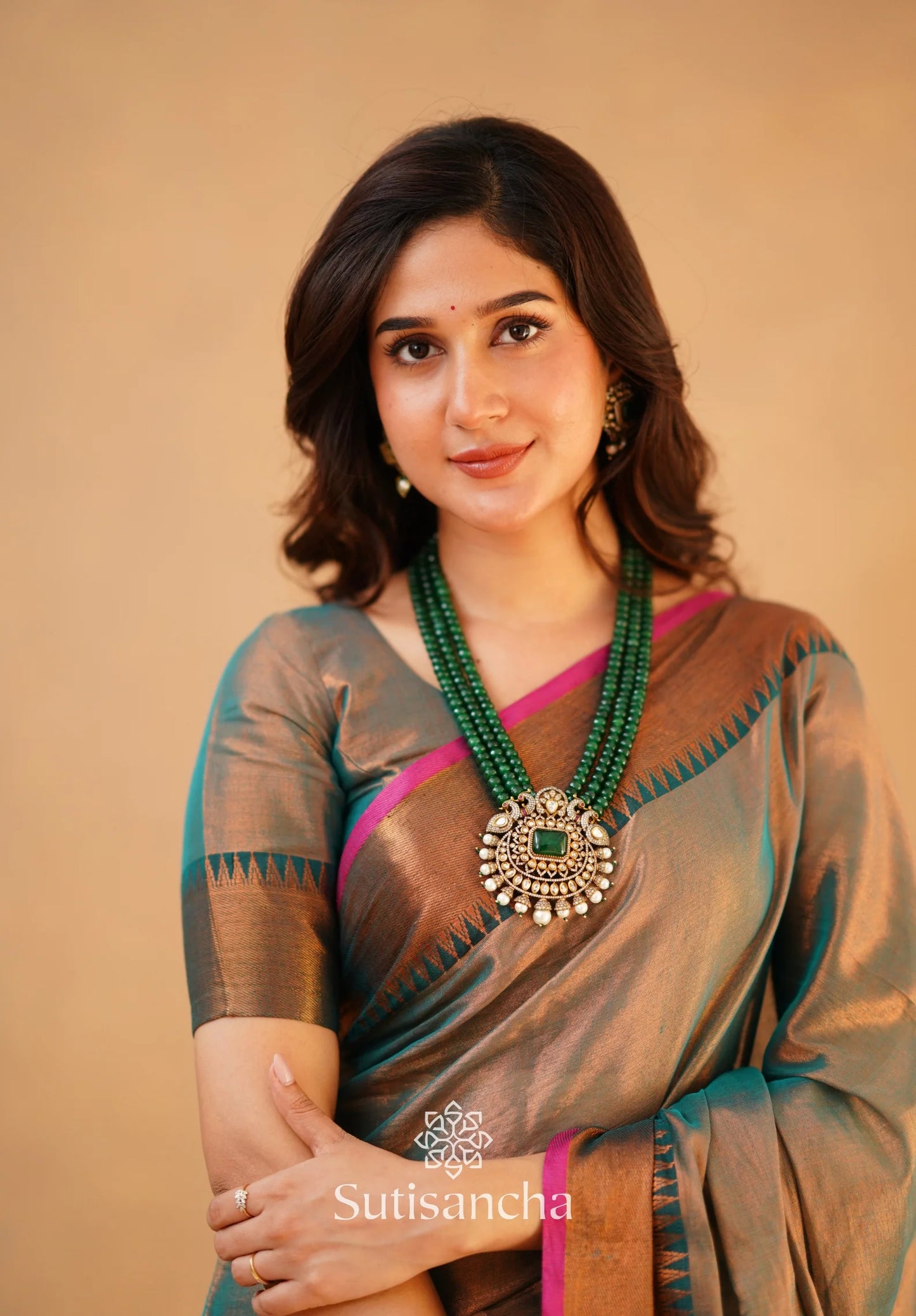 Rama Green Handloom Cotton Tissue Saree