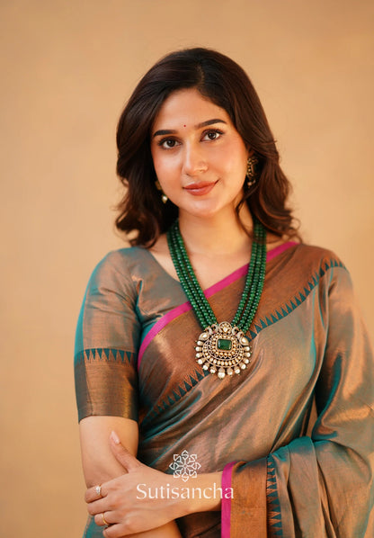 Rama Green Handloom Cotton Tissue Saree