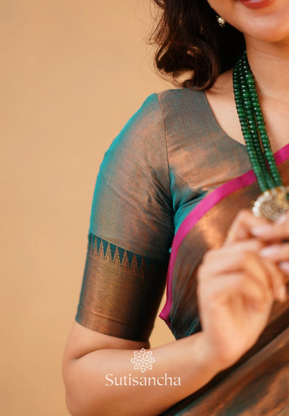 Rama Green Handloom Cotton Tissue Saree